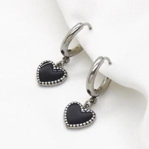 Stainless Steel Heart Hoops